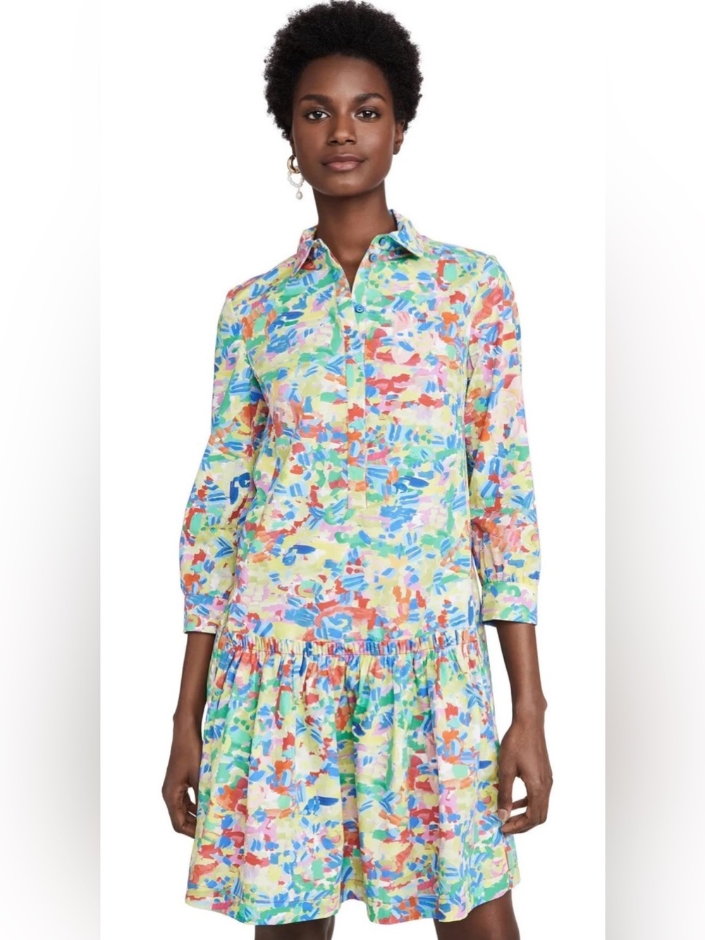 SALONI Tilly Shirt Dress Summer Confetti Cotton Poplin Mini Size 4